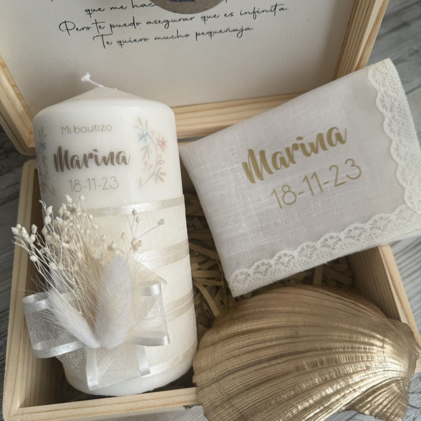 pack bautismal personalizado champagne