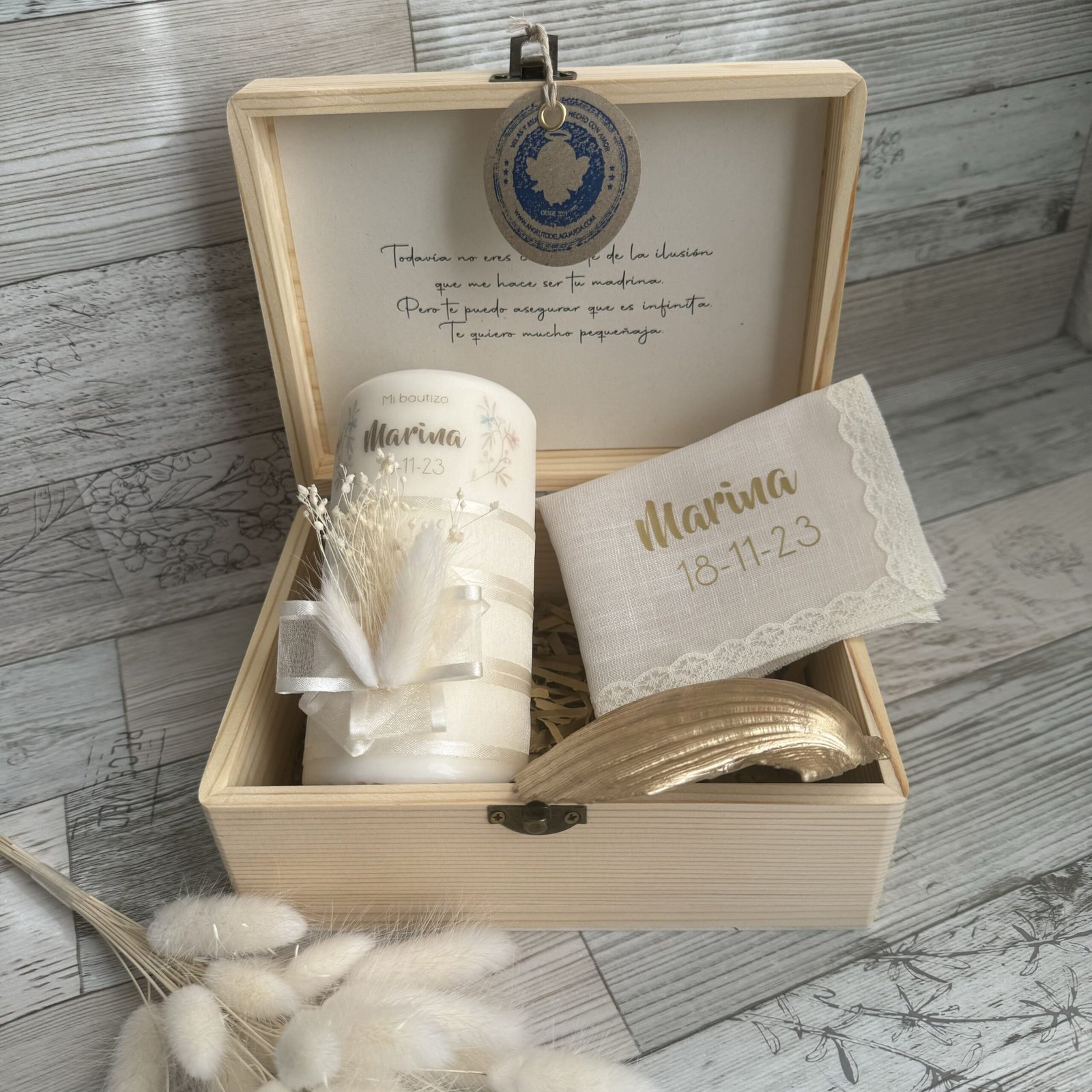 pack bautismal personalizado champagne